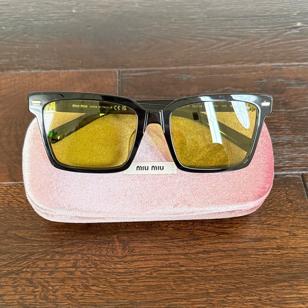 Miu Miu Black Frames with Yellow Lenses